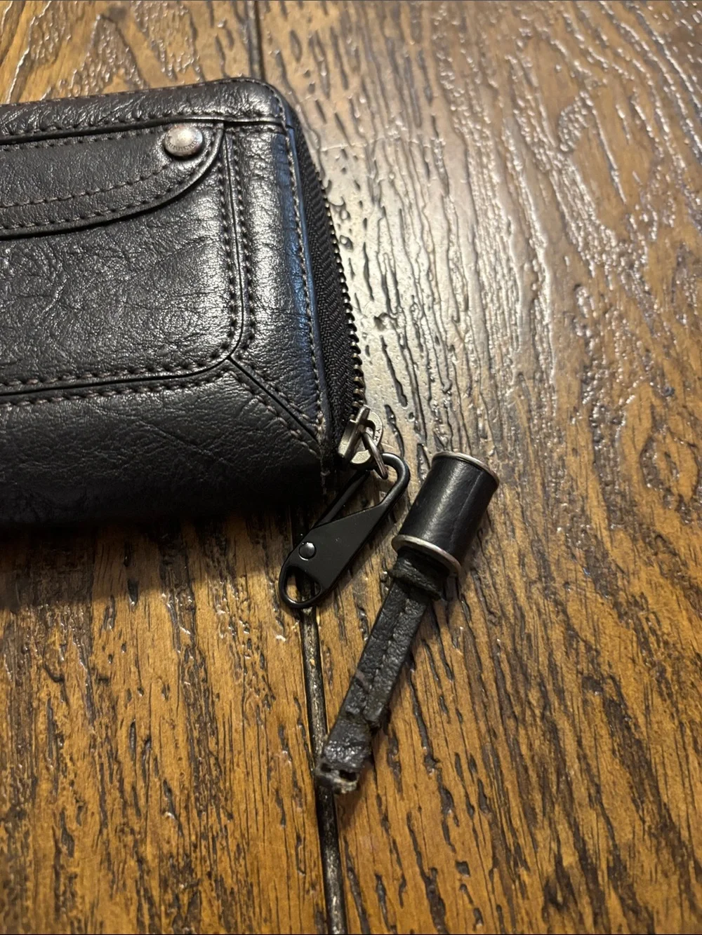 Burberry Black Leather Zip Wallet with Horseferry Motif